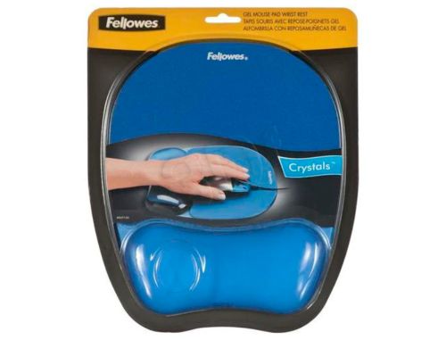 Tapete para rato fellowes azul com apoio de pulsos de gel , Fellowes , 58951 , 0077511911415
